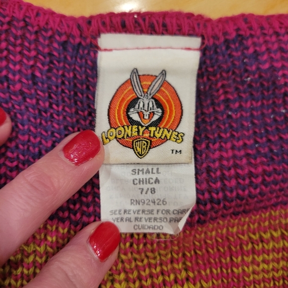 Vintage Looney Tunes Tweety Bird Zip Up Sweater 1997 Size 7/8 - Picture 4 of 10